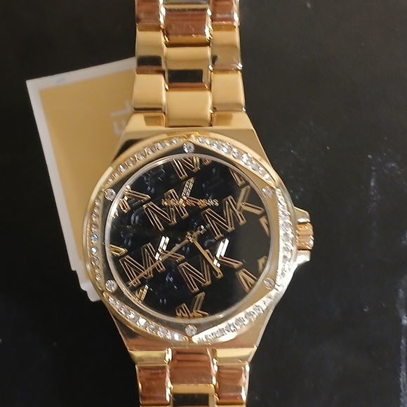 Michael Kors Gold Watch with Black and Crystal Accents - Picture 4 of 8